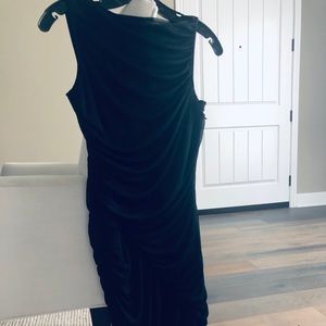 Andrew Marc Black Ruched Dress